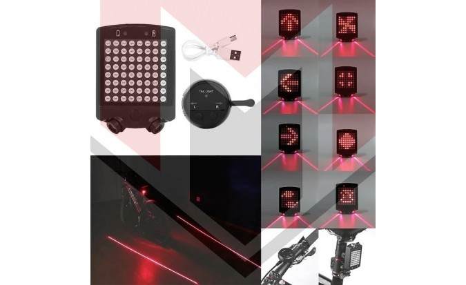 Πίσω Φανάρι LED Με Φλας Με ΑΣΥΡΜΑΤΟ ΧΕΙΡΙΣΤΗΡΙΟ ΠΟΔΗΛΑΤΟΥ