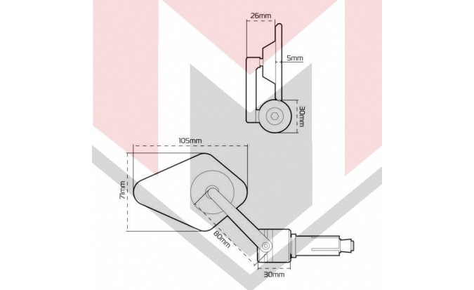 ΚΑΘΡΕΠΤΗΣ ΜΟΝΟΣ ΑΝΤΙΒΑΡΟΥ Arrow Bar End Mirror OX511 OXFORD