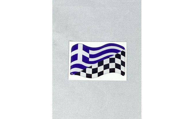 Αυτοκόλλητο ελληνική σημαία Racing κρυσταλλοποιημένο 3Χ5.5